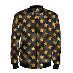 Бомбер мужской Золотые звезды на черном, цвет: 3D-черный