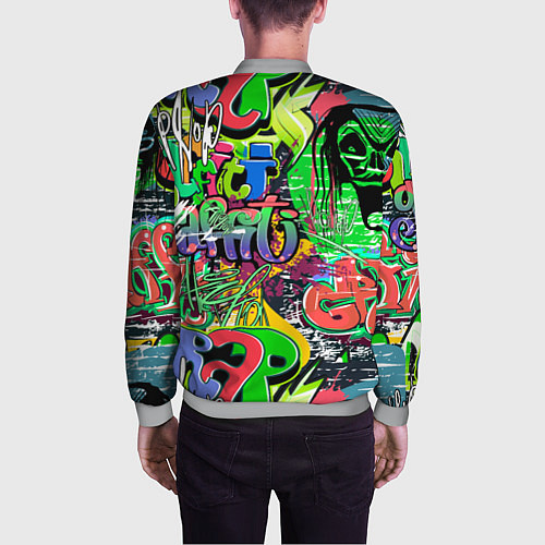 Мужской бомбер Граффити с черепами / 3D-Меланж – фото 4