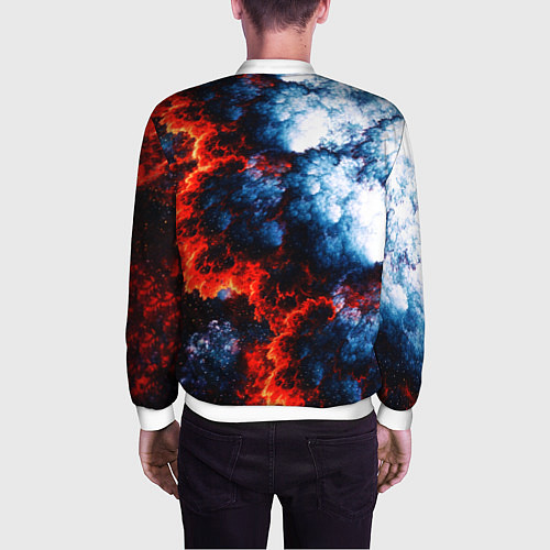 Мужской бомбер 3D ЯДЕРНЫЙ КОСМИЧЕСКИЙ ВЗРЫВ ОГОНЬ / 3D-Белый – фото 4
