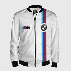 Бомбер мужской БМВ 3 STRIPE BMW WHITE, цвет: 3D-черный