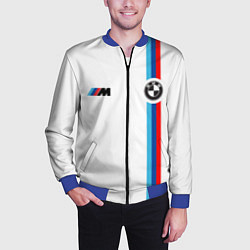 Бомбер мужской БМВ 3 STRIPE BMW WHITE, цвет: 3D-синий — фото 2