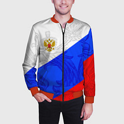Бомбер мужской Российский герб: триколор, цвет: 3D-красный — фото 2