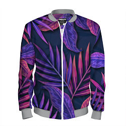 Бомбер мужской Neon Tropical plants pattern, цвет: 3D-меланж