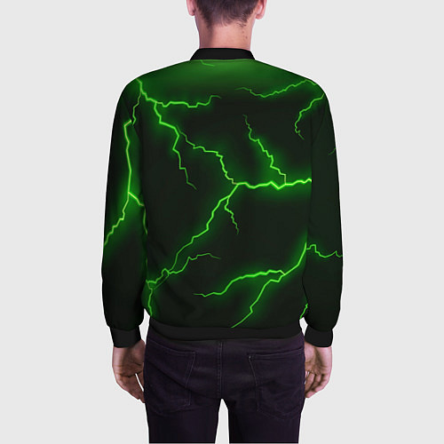 Мужской бомбер Разряд молнии: Green / 3D-Черный – фото 4