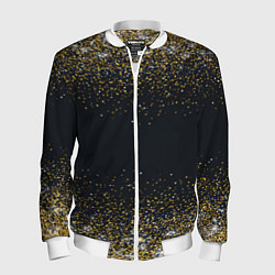 Бомбер мужской Золотые блестки на темном фоне Сияющий глиттер, бл, цвет: 3D-белый