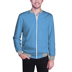 Бомбер мужской Вязаный узор голубого цвета, цвет: 3D-меланж — фото 2