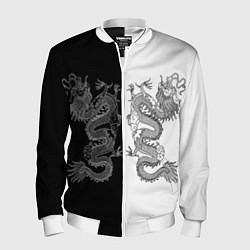 Бомбер мужской Double Dragon Дракон Чб, цвет: 3D-белый
