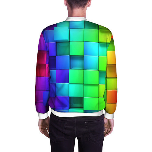 Мужской бомбер Color geometrics pattern Vanguard / 3D-Белый – фото 4