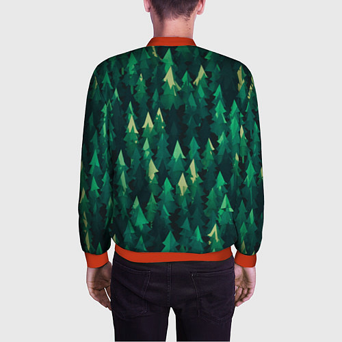 Мужской бомбер Еловый лес spruce forest / 3D-Красный – фото 4
