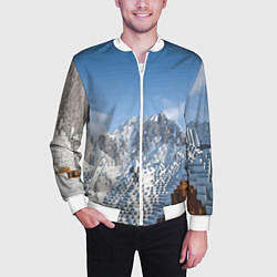 Бомбер мужской Minecraft Mountains Video game, цвет: 3D-белый — фото 2