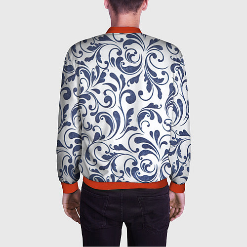 Мужской бомбер Гжелевый рисунок / 3D-Красный – фото 4
