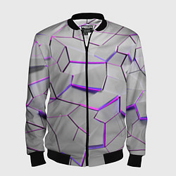Бомбер мужской 3д плиты - белый неон, цвет: 3D-черный