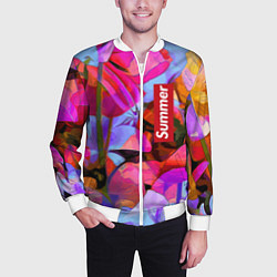 Бомбер мужской Красочный летний цветочный паттерн Summer color pa, цвет: 3D-белый — фото 2