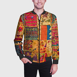 Бомбер мужской Пэчворк Лоскутное одеяло Patchwork Quilt, цвет: 3D-черный — фото 2