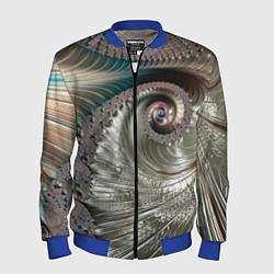 Бомбер мужской Fractal pattern Spiral Серебристый фрактал спираль, цвет: 3D-синий