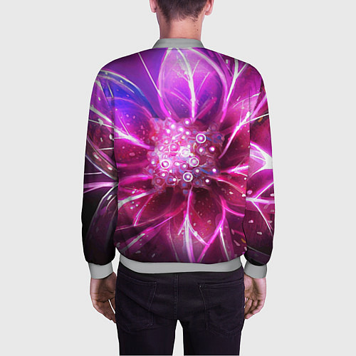 Мужской бомбер Неоновый Цветок Neon Flower / 3D-Меланж – фото 4