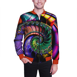 Бомбер мужской Красочная фрактальная спираль Colorful fractal spi, цвет: 3D-красный — фото 2