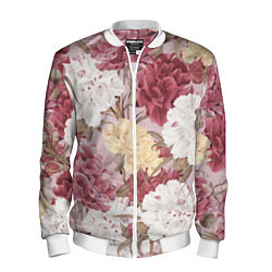 Бомбер мужской Цветы Восхитительный Летний Букет Пион, цвет: 3D-белый