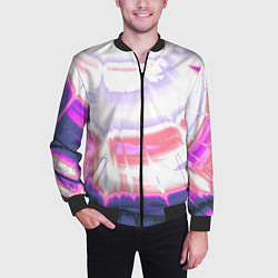 Бомбер мужской Тай-дай Абстракция Tie-Dye, цвет: 3D-черный — фото 2