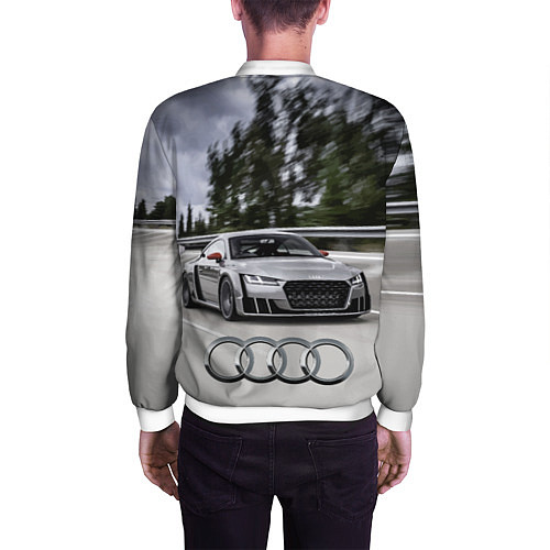 Мужской бомбер Ауди на скоростном шоссе Audi on the expressway / 3D-Белый – фото 4