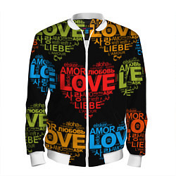 Бомбер мужской Love, Amor, Любовь - Неон версия, цвет: 3D-белый
