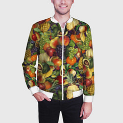 Бомбер мужской Вкусные Летние Фрукты, цвет: 3D-белый — фото 2