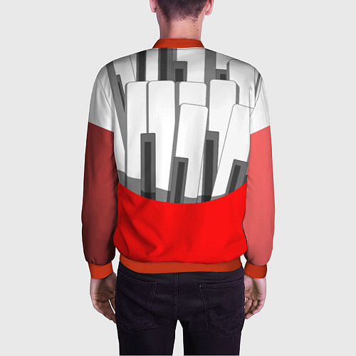 Мужской бомбер Клавиши фортепиано как картошка фри / 3D-Красный – фото 4