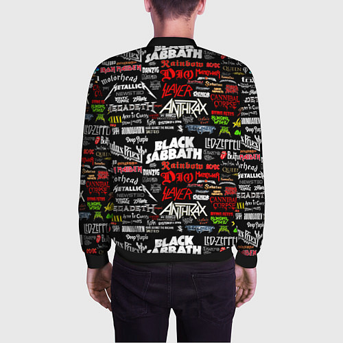 Мужской бомбер THE TEXTURE OF MUSICAL ROCK BANDS / 3D-Черный – фото 4