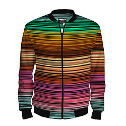 Бомбер мужской Multicolored thin stripes Разноцветные полосы, цвет: 3D-черный