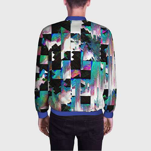 Мужской бомбер Glitch Abstract squares Глитч Абстрактные квадраты / 3D-Синий – фото 4