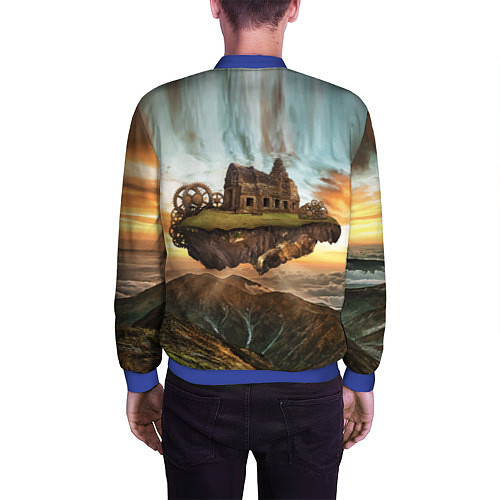 Мужской бомбер Горный пейзаж в стиле Стимпанк / 3D-Синий – фото 4