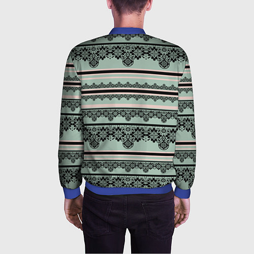 Мужской бомбер Black lace черное кружево / 3D-Синий – фото 4