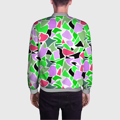 Мужской бомбер Abstract pattern green pink spots / 3D-Меланж – фото 4