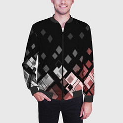 Бомбер мужской Geometric pattern черно-коричневый узор Ромбы, цвет: 3D-черный — фото 2