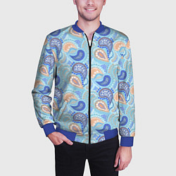Бомбер мужской Турецкий огурец Turkish cucumber blue pattern, цвет: 3D-синий — фото 2
