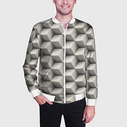 Бомбер мужской 3D Куб Оптическая иллюзия 3D Cube, цвет: 3D-белый — фото 2