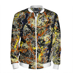 Бомбер мужской Авангардный экспрессивный паттерн Fashion trend, цвет: 3D-белый