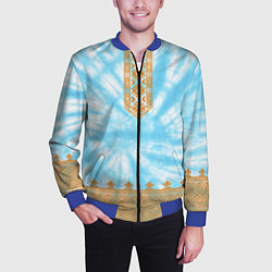 Бомбер мужской Славянская тай-дай рубаха, цвет: 3D-синий — фото 2