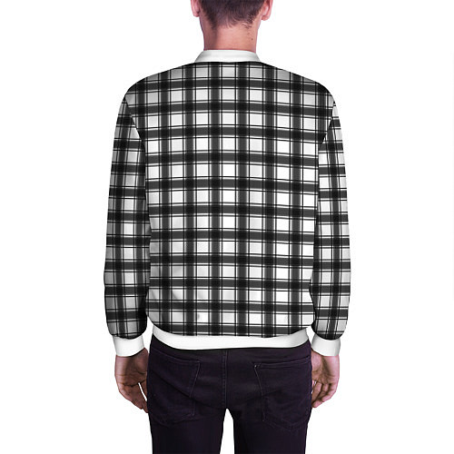 Мужской бомбер Black and white trendy checkered pattern / 3D-Белый – фото 4