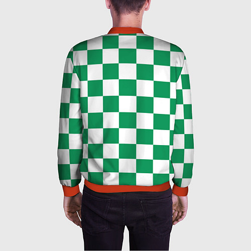 Мужской бомбер ФК Ахмат на фоне бело зеленой формы в квадрат / 3D-Красный – фото 4