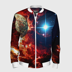 Бомбер мужской Яркая звезда в космическом пространстве, цвет: 3D-белый