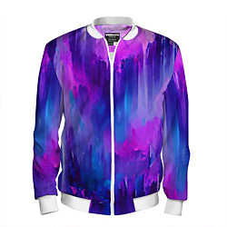 Бомбер мужской Purple splashes, цвет: 3D-белый