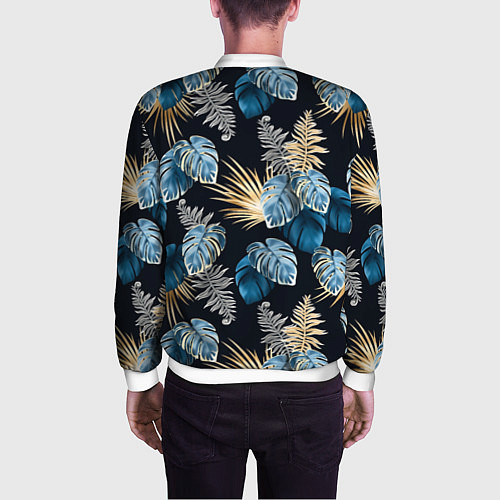 Мужской бомбер Свет неоновых листьев / 3D-Белый – фото 4