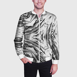 Бомбер мужской Черно-белый абстрактный узор Трио, цвет: 3D-белый — фото 2