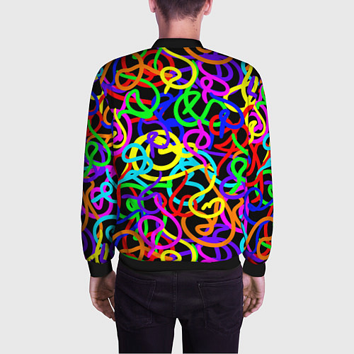 Мужской бомбер Неоновый беспорядок / 3D-Черный – фото 4