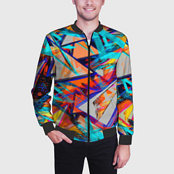 Бомбер мужской Яркий неоновый абстрактный узор, цвет: 3D-черный — фото 2