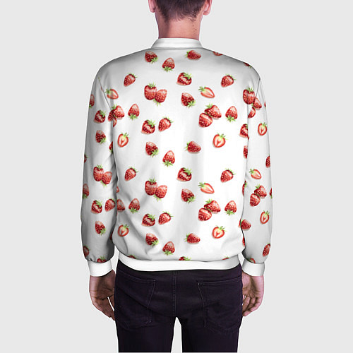 Мужской бомбер Клубничка, паттерн / 3D-Белый – фото 4