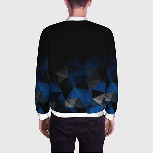 Мужской бомбер Черно-синий геометрический / 3D-Белый – фото 4