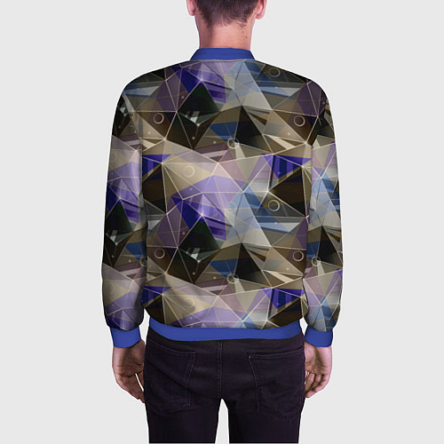 Мужской бомбер Полигональный абстрактный: бежевый, коричневый, си / 3D-Синий – фото 4