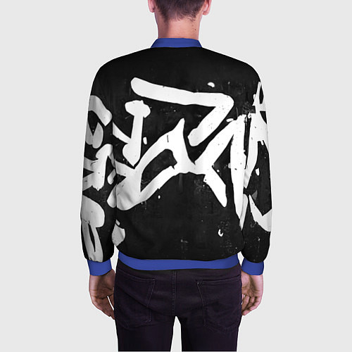Мужской бомбер Иероглифы в стиле граффити / 3D-Синий – фото 4